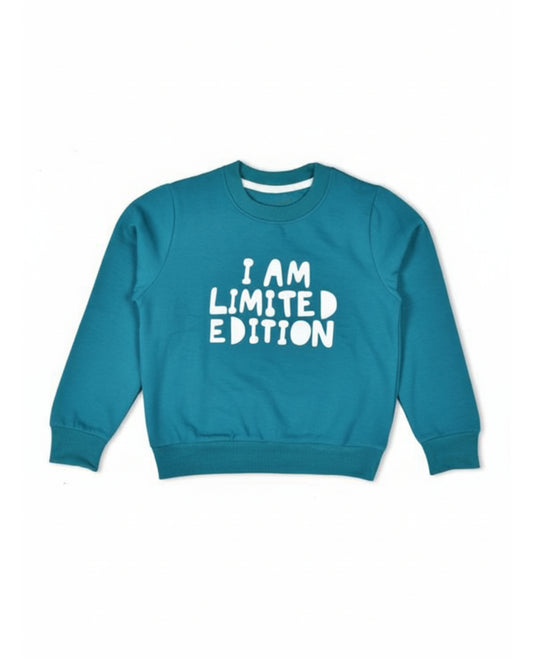 Typographic Unisex Blue Fleece Sweatshirt