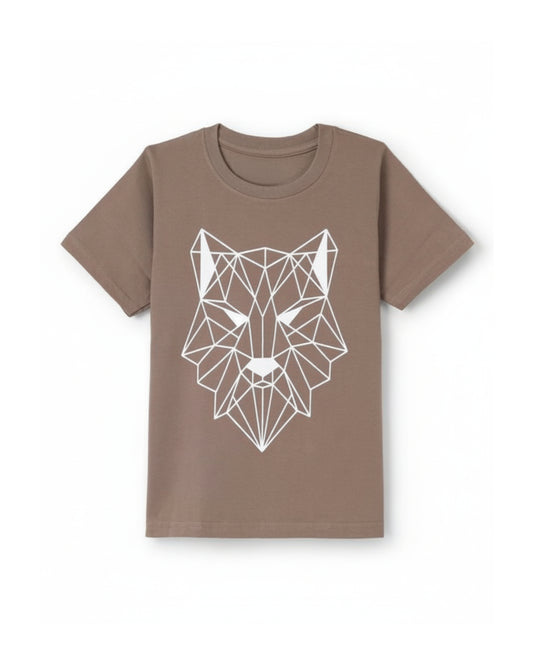 Printed Premium Cotton Half Sleeves Brown T-Shirt for Boys