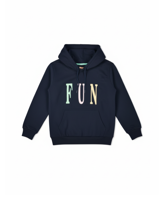 Navy Blue Cotton Fleece Kids Hoodie