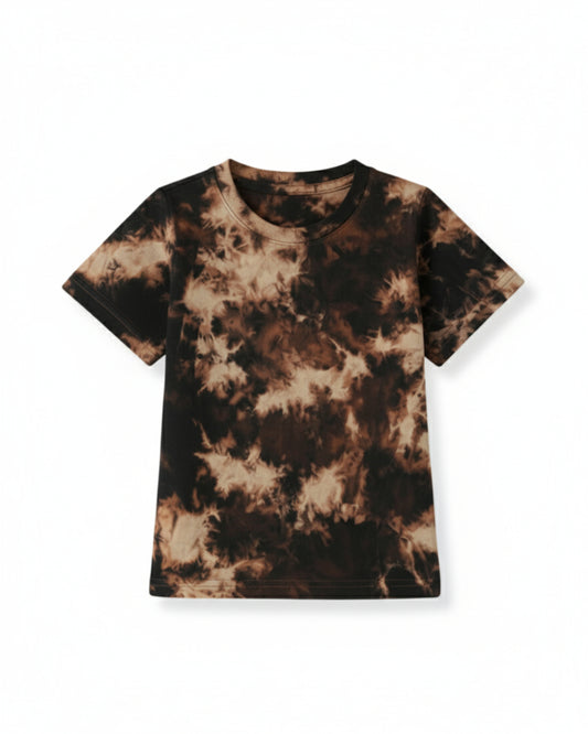 Boys' Trendy Brown Tie-Dye T-Shirt