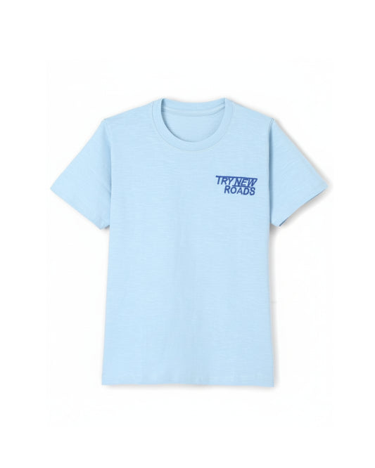 Typographic Cotton Half Sleeves Blue T-Shirt for Boys