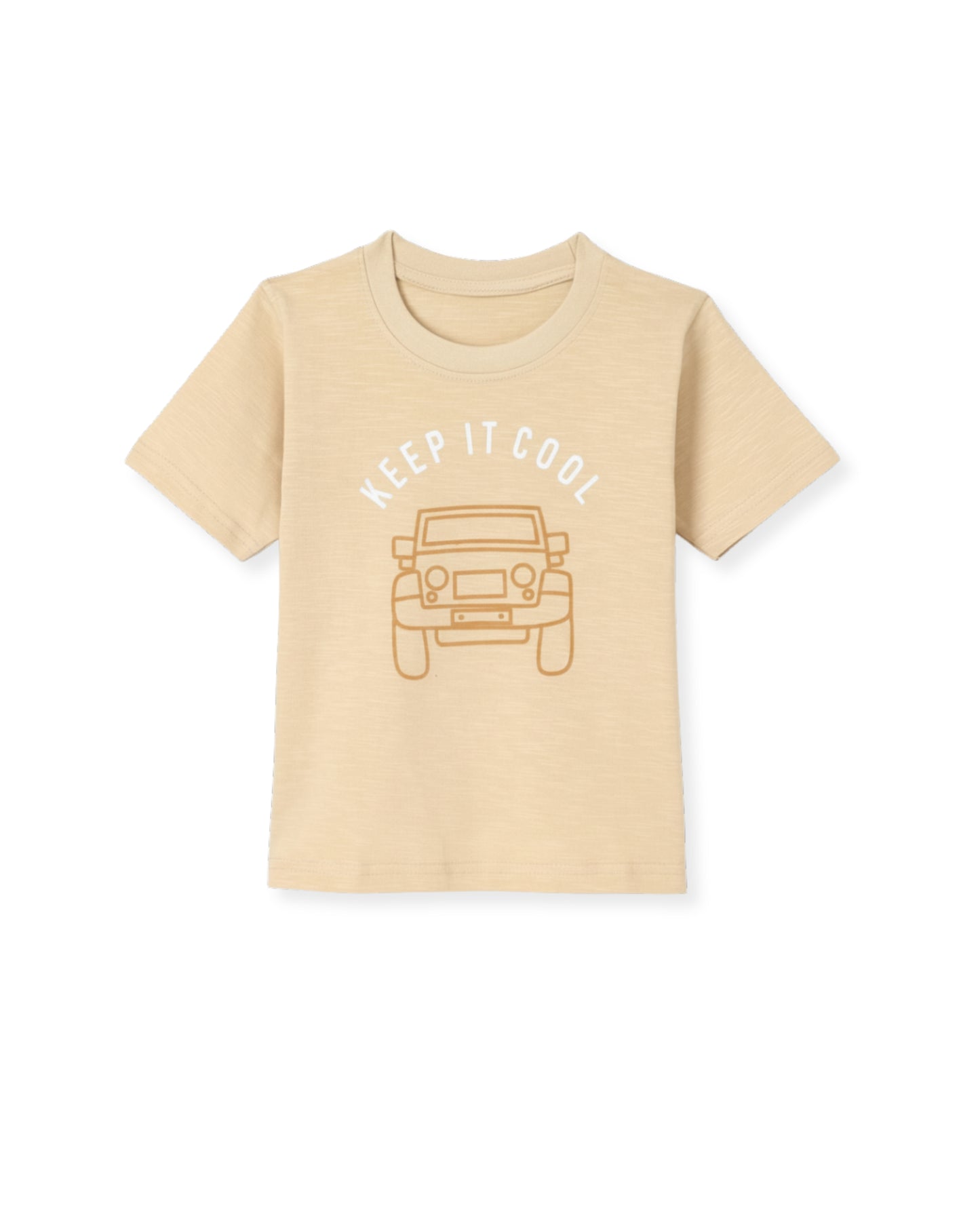 Car Printed Premium Cotton Half Sleeves Yellow T-Shirt for Boys