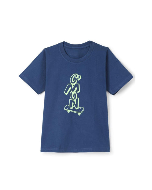 Skater Graphic Blue Cotton T-Shirt for Boys