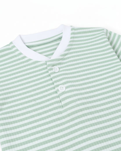 Cool Stripes Green & White Premium Cotton T-Shirt for Boys