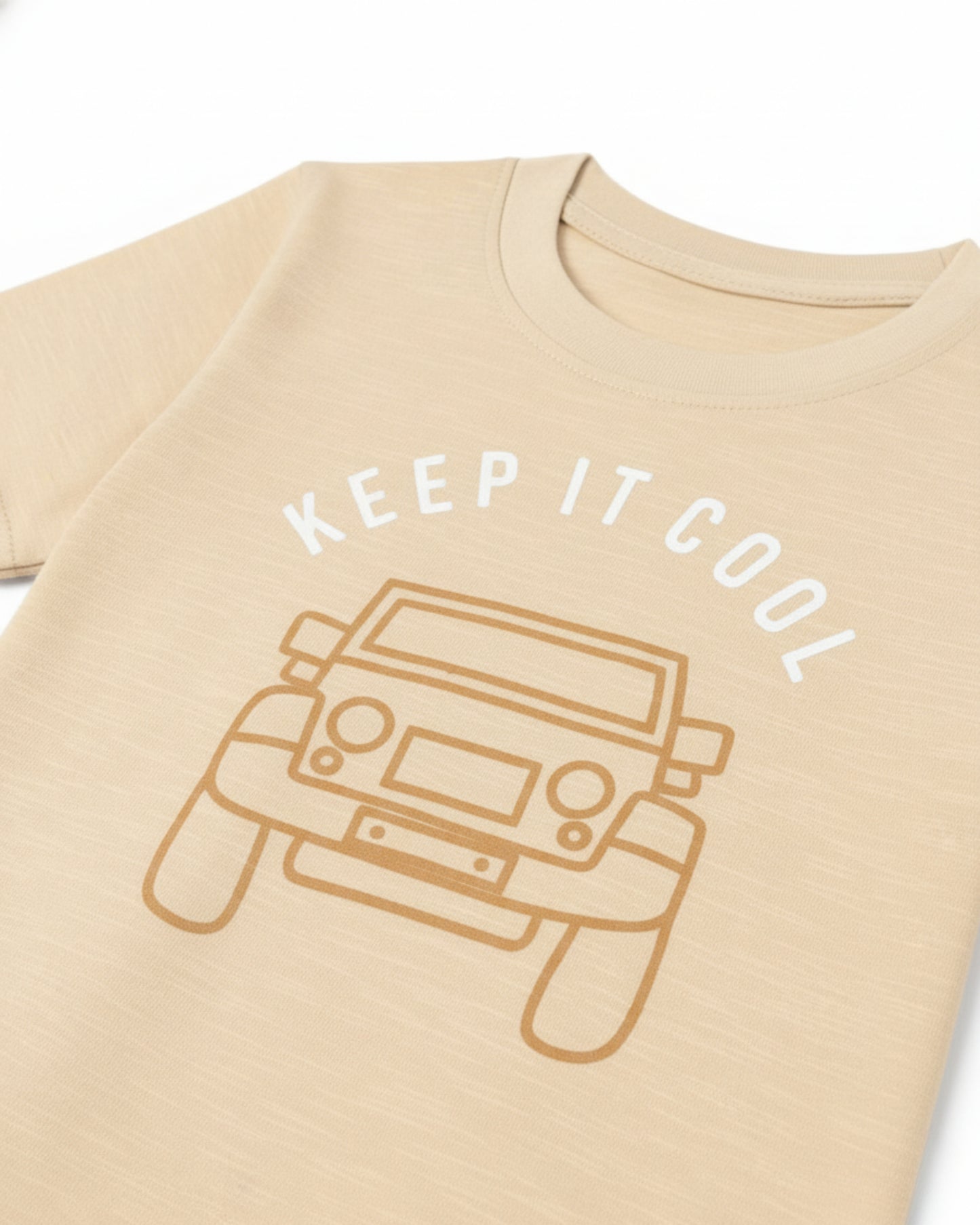 Car Printed Premium Cotton Half Sleeves Yellow T-Shirt for Boys