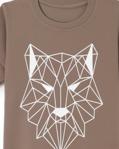 Printed Premium Cotton Half Sleeves Brown T-Shirt for Boys