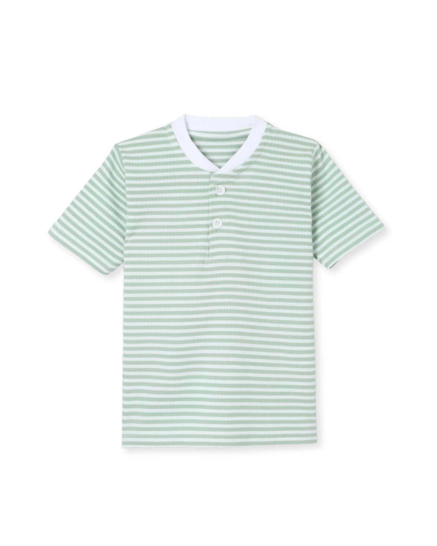 Cool Stripes Green & White Premium Cotton T-Shirt for Boys