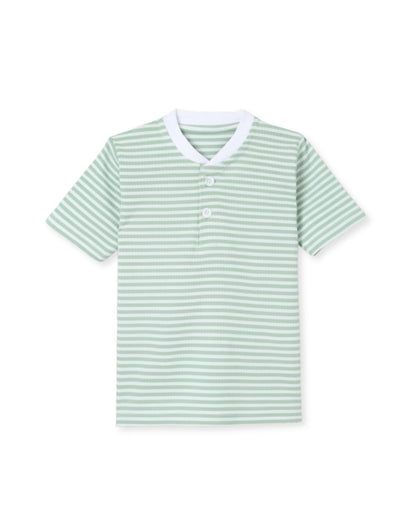 Cool Stripes Green & White Premium Cotton T-Shirt for Boys