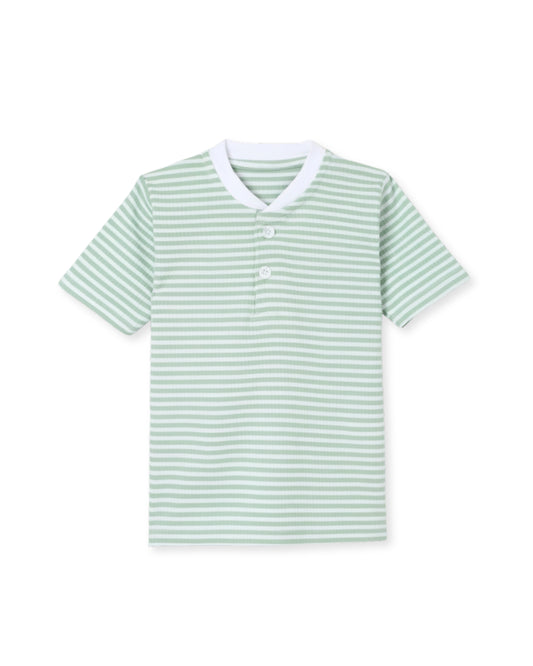 Cool Stripes Green & White Premium Cotton T-Shirt for Boys